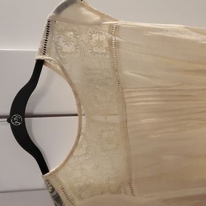 Mine Lace Yoke Flutter Sleeve Blouse Small